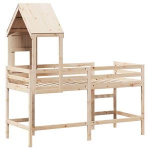 vidaXL Loft Bed with Ladder and Roof 90x190 cm Solid Pine Wood