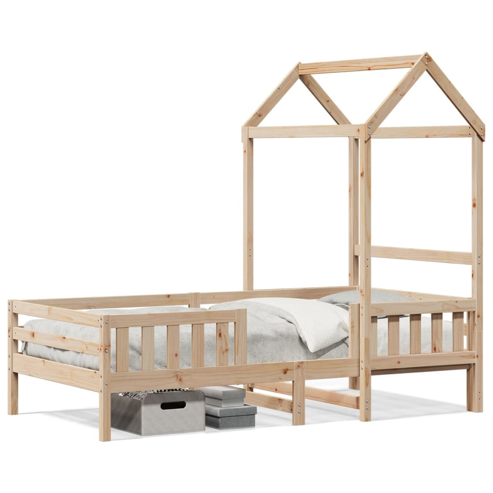 vidaXL Solid Wood Bed with Roof 100x200 cm Pine