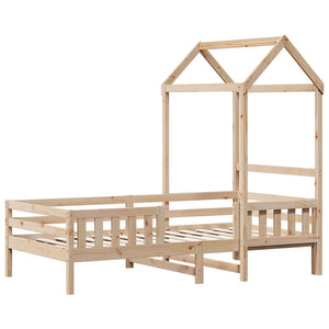 vidaXL Solid Wood Bed with Roof 100x200 cm Pine