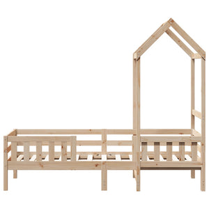 vidaXL Solid Wood Bed with Roof 100x200 cm Pine