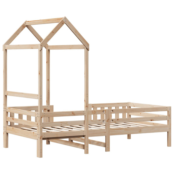 vidaXL Solid Wood Bed with Roof 100x200 cm Pine