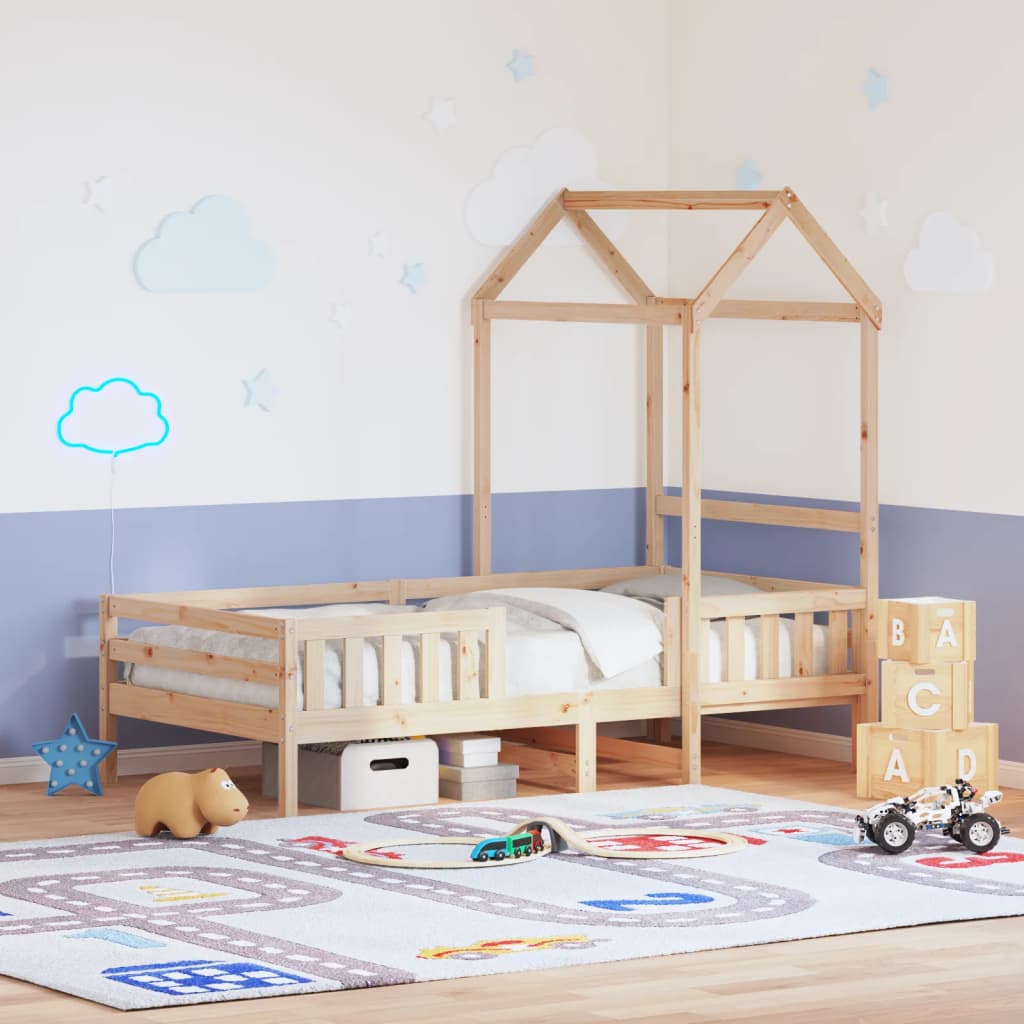 vidaXL Solid Wood Bed with Roof 100x200 cm Pine