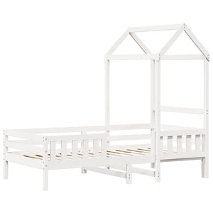 vidaXL Solid Wood Bed with Roof White 100x200 cm Pine