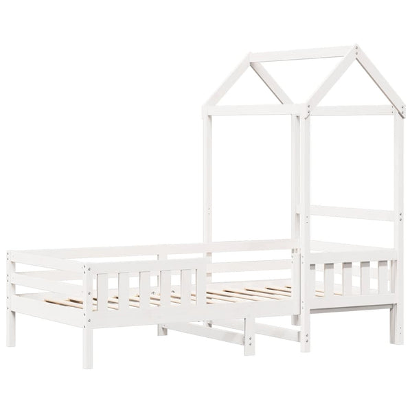 vidaXL Solid Wood Bed with Roof White 100x200 cm Pine