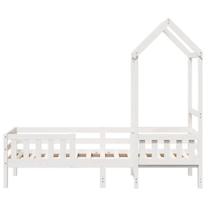 vidaXL Solid Wood Bed with Roof White 100x200 cm Pine