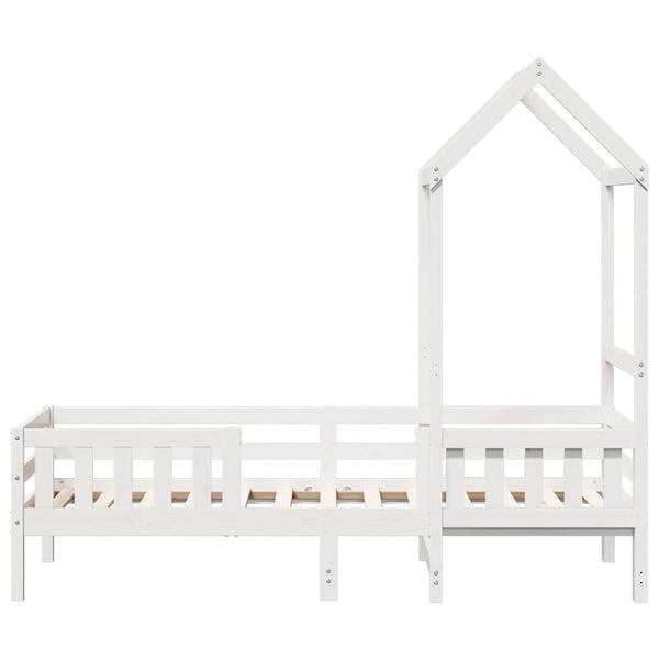 vidaXL Solid Wood Bed with Roof White 100x200 cm Pine