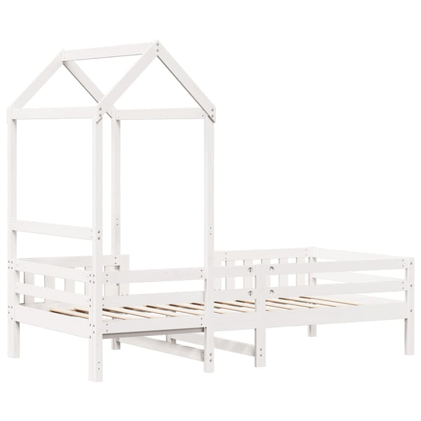 vidaXL Solid Wood Bed with Roof White 100x200 cm Pine