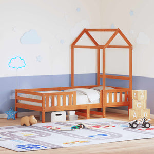vidaXL Solid Wood Bed with Roof Waxed Brown 90x200 cm Pine