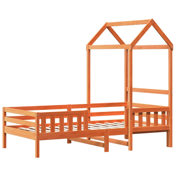 vidaXL Solid Wood Bed with Roof Wax Brown 80x200 cm Pine