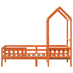 vidaXL Solid Wood Bed with Roof Wax Brown 80x200 cm Pine