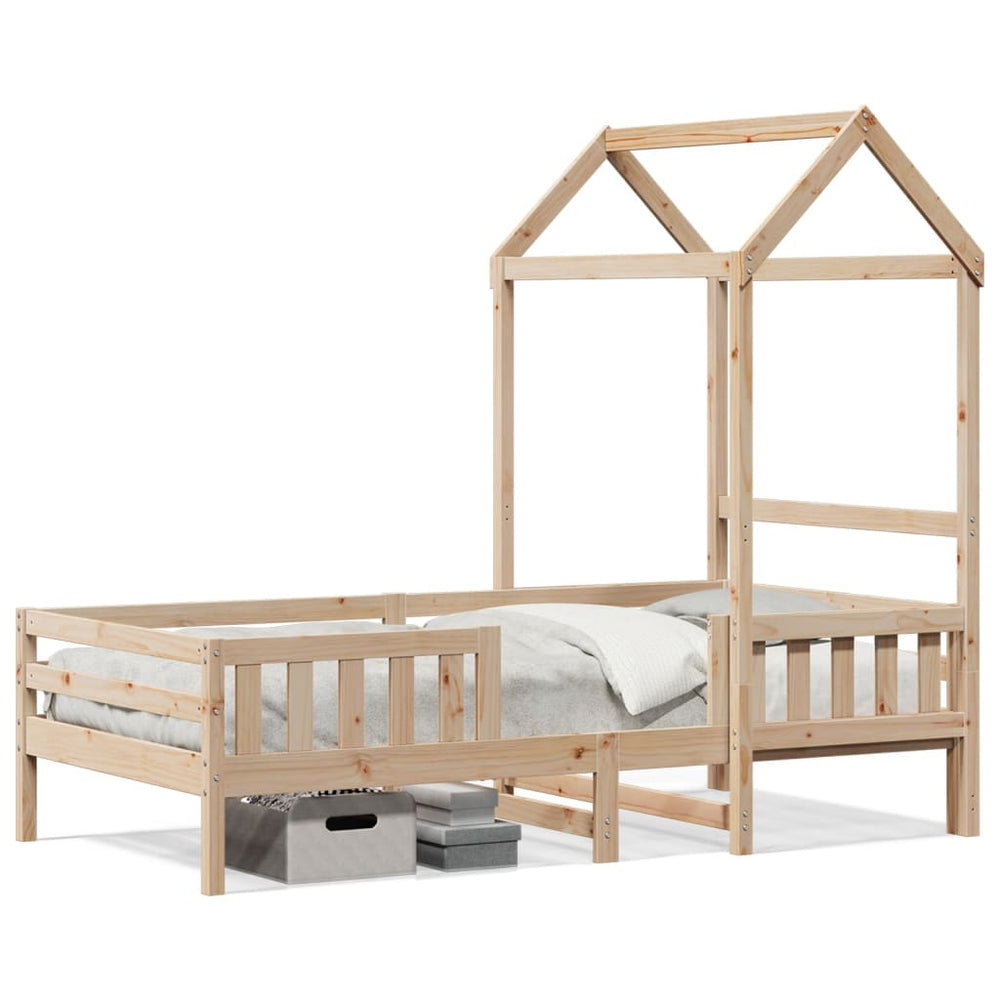 vidaXL Solid Wood Bed with Roof 75x190 cm Pine