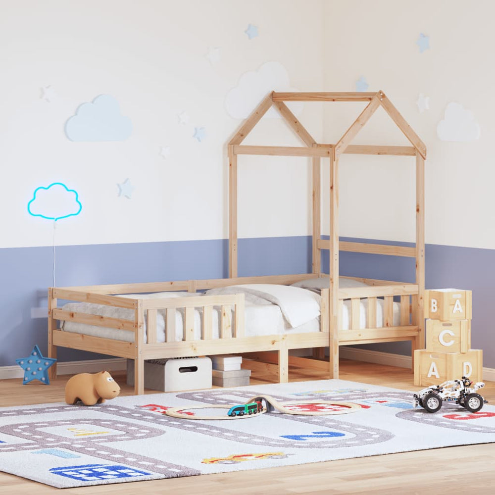 vidaXL Solid Wood Bed with Roof 75x190 cm Pine