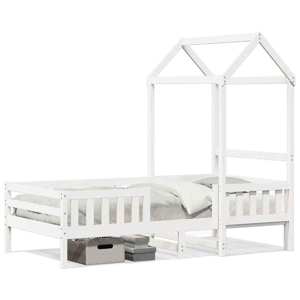 vidaXL Solid Wood Bed with Roof White 75x190 cm Pine