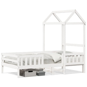 vidaXL Solid Wood Bed with Roof White 75x190 cm Pine