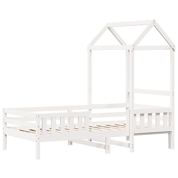 vidaXL Solid Wood Bed with Roof White 75x190 cm Pine