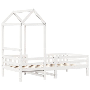 vidaXL Solid Wood Bed with Roof White 75x190 cm Pine