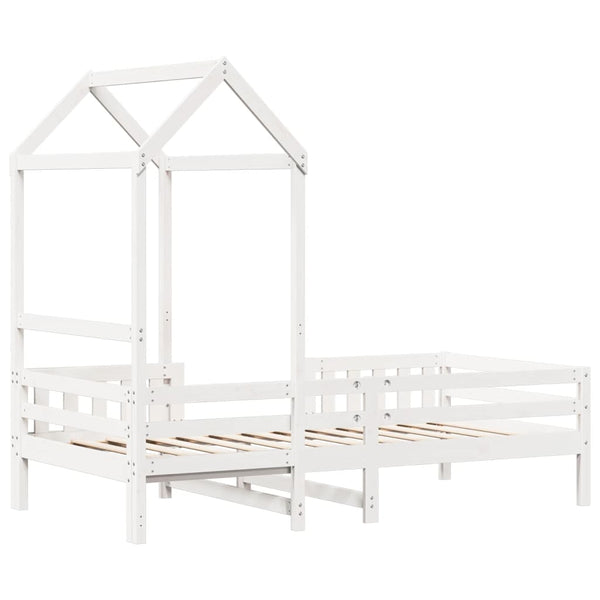 vidaXL Solid Wood Bed with Roof White 75x190 cm Pine