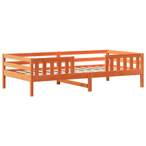 vidaXL Solid Wood Bed with Roof Wax Brown 75x190 cm Pine
