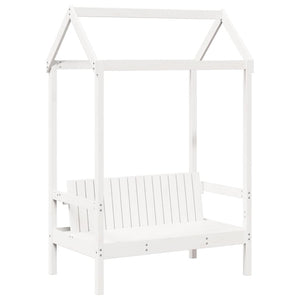 vidaXL Solid Wood Bed and Bench with Roof White 100x200 cm Pine Wood