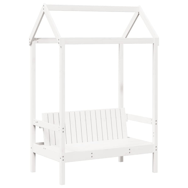 vidaXL Solid Wood Bed and Bench with Roof White 80x200 cm Pine Wood