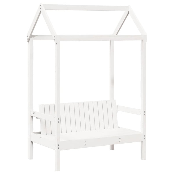 vidaXL Solid Wood Bed and Bench with Roof White 75x190 cm Pine Wood