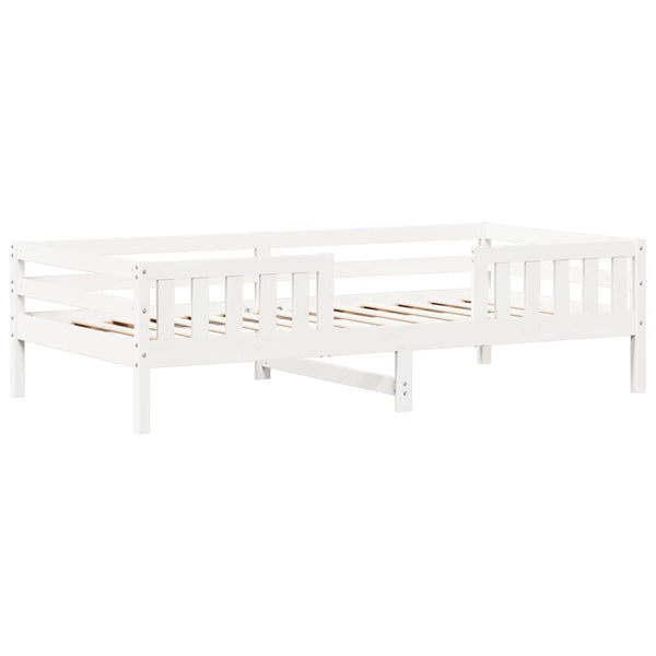 vidaXL Solid Wood Bed and Bench with Roof White 75x190 cm Pine Wood
