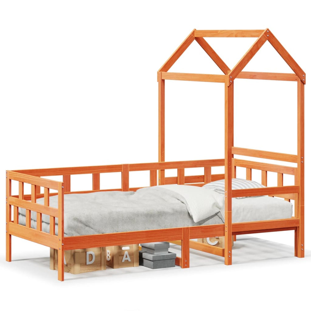 vidaXL Day Bed with Roof Wax Brown 80x200 cm Solid Pine Wood