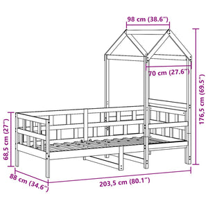 vidaXL Day Bed with Roof Wax Brown 80x200 cm Solid Pine Wood