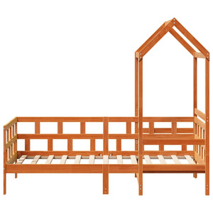 vidaXL Day Bed with Roof Wax Brown 80x200 cm Solid Pine Wood