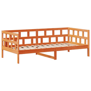 vidaXL Day Bed with Roof Wax Brown 80x200 cm Solid Pine Wood