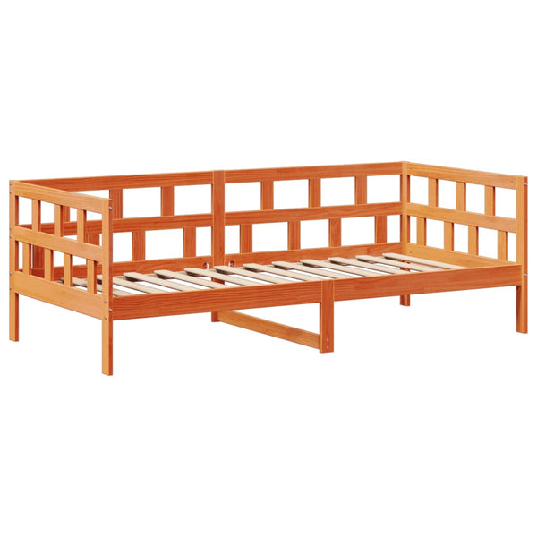 vidaXL Day Bed with Roof Wax Brown 80x200 cm Solid Pine Wood
