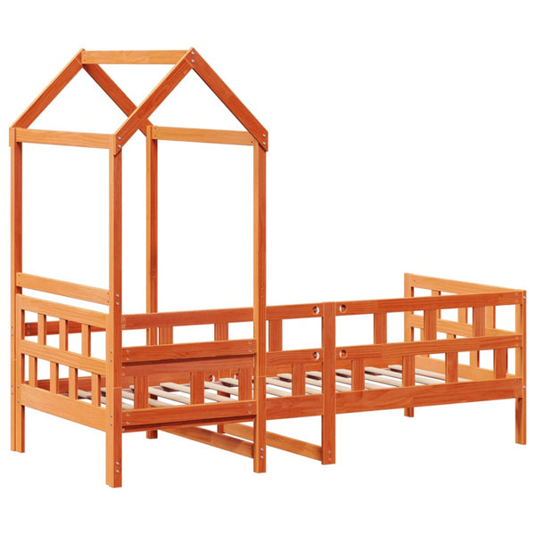 vidaXL Day Bed with Roof Wax Brown 80x200 cm Solid Pine Wood