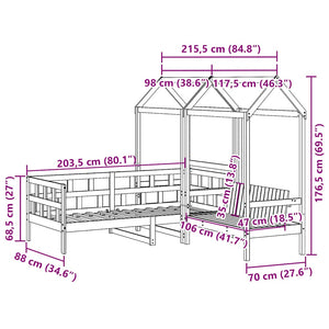 vidaXL Day Bed Set with Roof White 80x200 cm Solid Pine Wood
