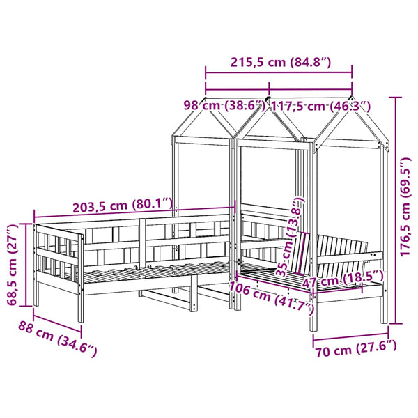 vidaXL Day Bed Set with Roof White 80x200 cm Solid Pine Wood