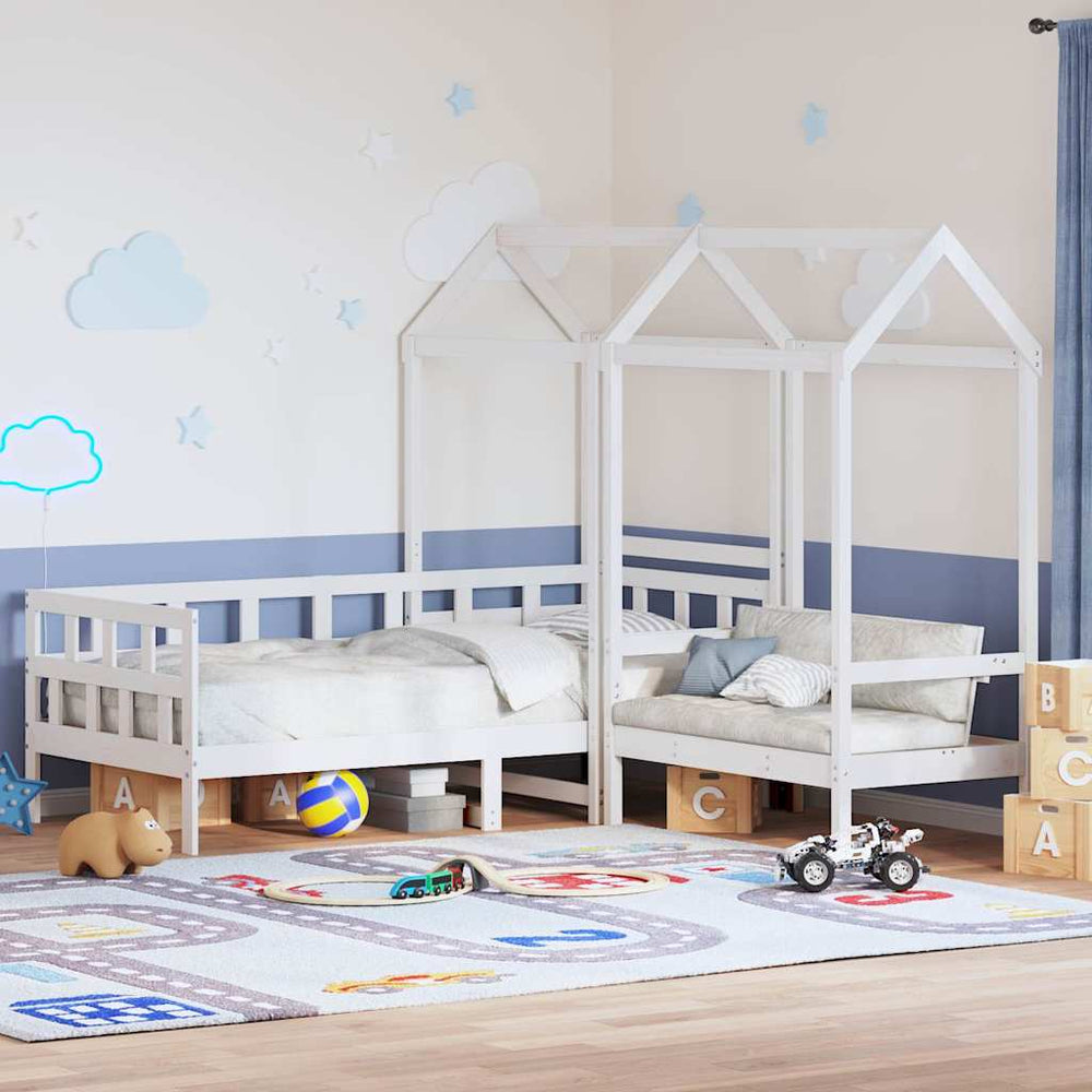 vidaXL Day Bed Set with Roof White 80x200 cm Solid Pine Wood