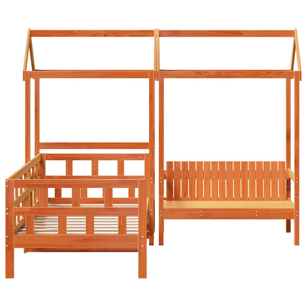 vidaXL Day Bed Set with Roof Wax Brown 80x200 cm Solid Pine Wood