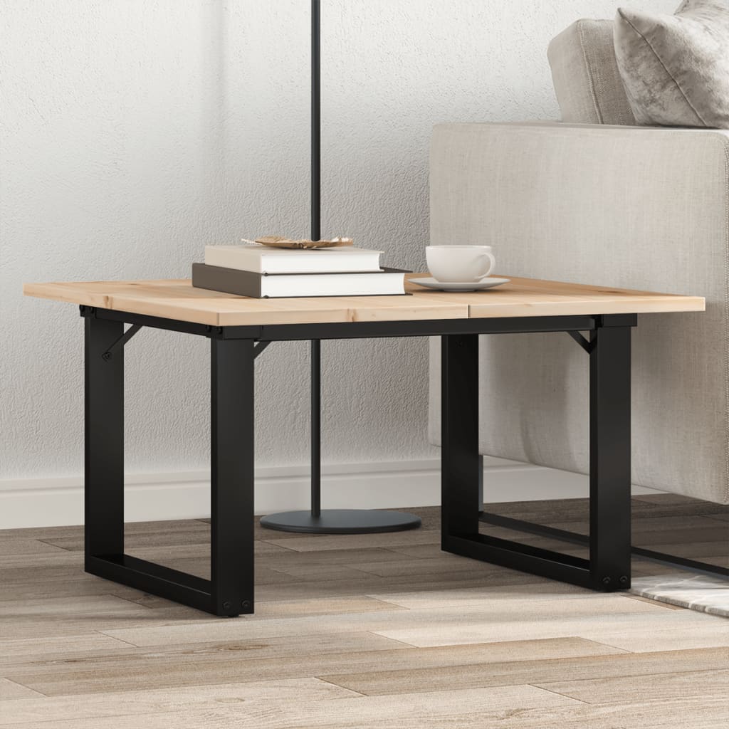vidaXL Coffee Table O-Shaped Legs 60x60x40 cm Solid Pine Wood and Steel