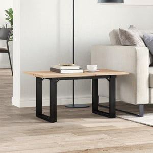 vidaXL Coffee Table O-Leg 80x50x40cm Solid Pine Wood and Steel