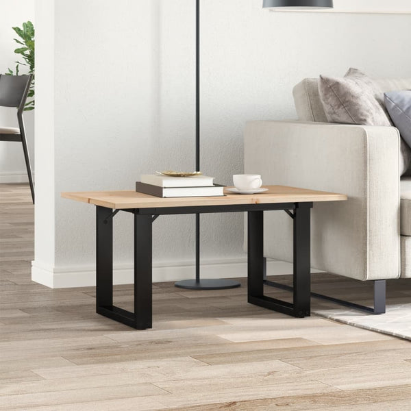 vidaXL Coffee Table O-Leg 80x50x40cm Solid Pine Wood and Steel