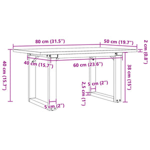 vidaXL Coffee Table O-Leg 80x50x40cm Solid Pine Wood and Steel