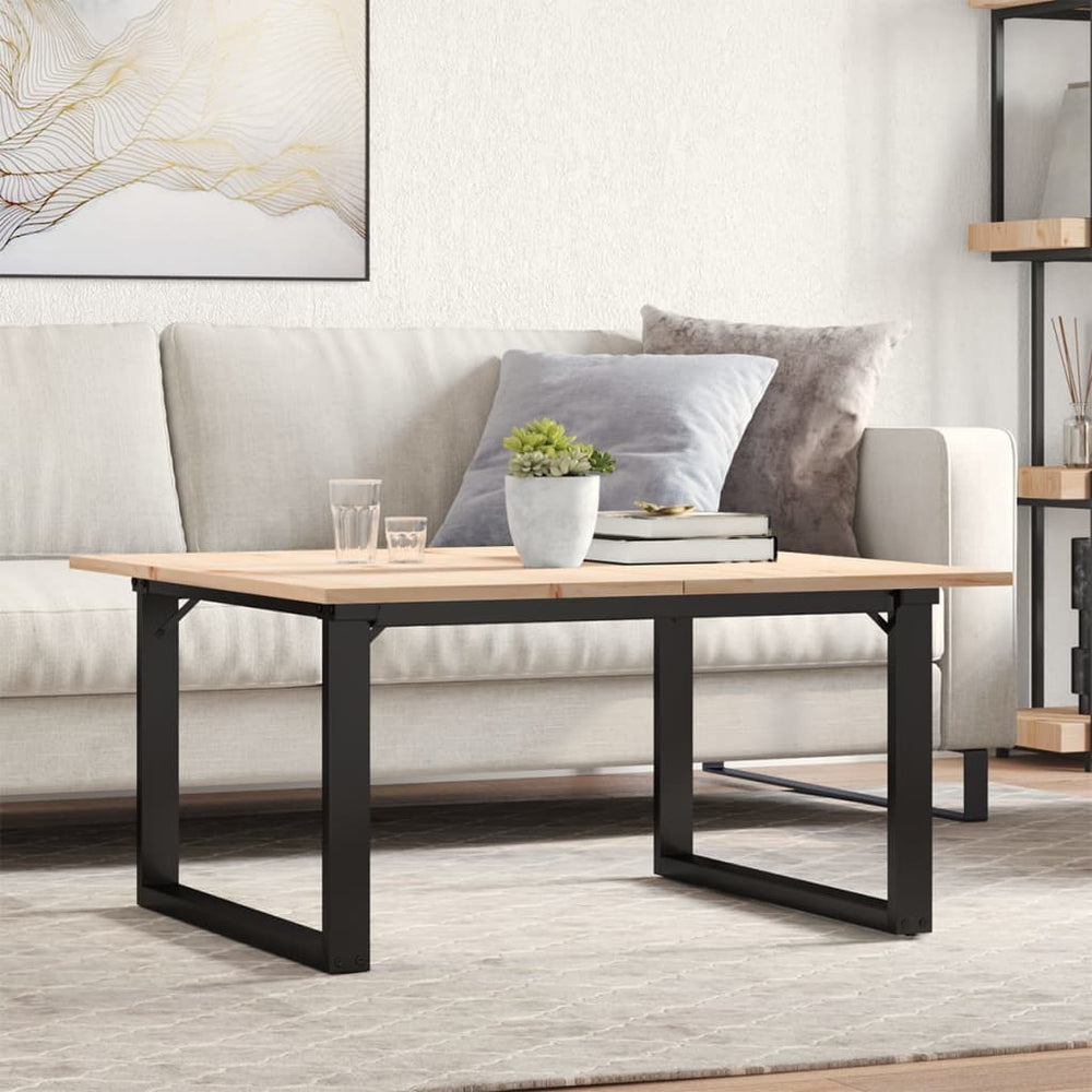 vidaXL Coffee Table O-Leg 80x80x45cm Solid Pine Wood and Steel