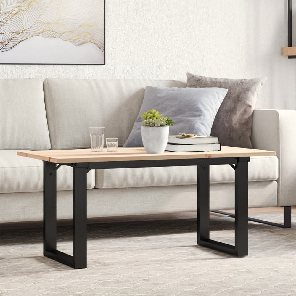 vidaXL Coffee Table O-Frame 90x40x45cm Solid Pine Wood and Steel