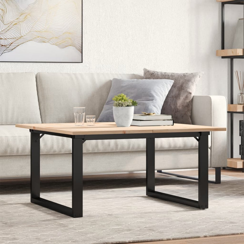 vidaXL Coffee Table O-Frame 90x90x45cm Solid Pine Wood and Steel