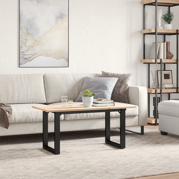 vidaXL Coffee Table O-Shaped Base 100x50x45 cm Solid Pine Wood & Steel
