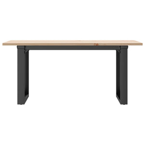 vidaXL Coffee Table O-Shaped Base 100x50x45 cm Solid Pine Wood & Steel