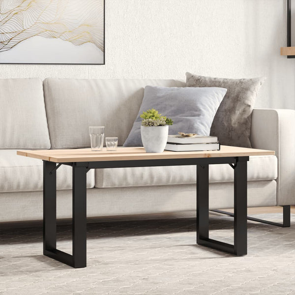 vidaXL Coffee Table O-Shaped Base 100x50x45 cm Solid Pine Wood & Steel