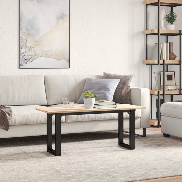 vidaXL Coffee Table O-Frame 110x40x45 cm Solid Pine Wood & Steel