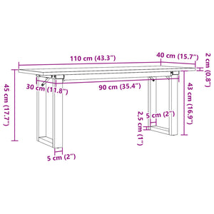 vidaXL Coffee Table O-Frame 110x40x45 cm Solid Pine Wood & Steel