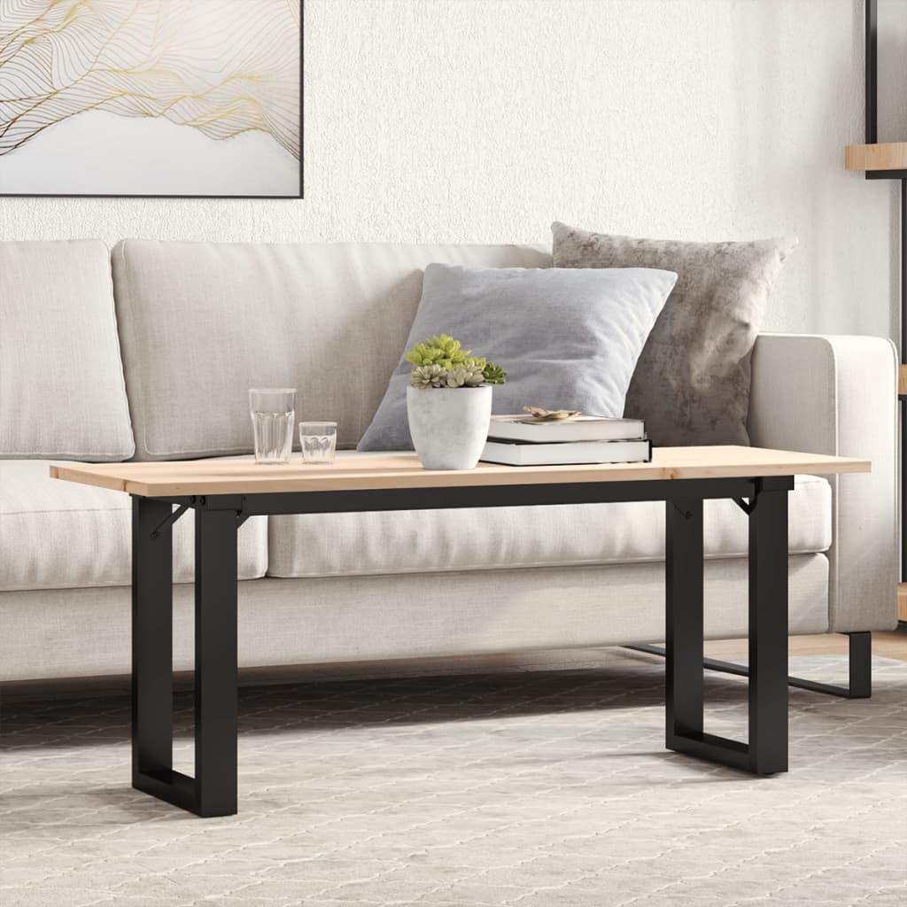 vidaXL Coffee Table O-Frame 110x40x45 cm Solid Pine Wood & Steel