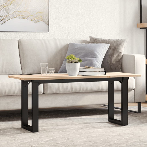 vidaXL Coffee Table O-Frame 110x40x45 cm Solid Pine Wood & Steel